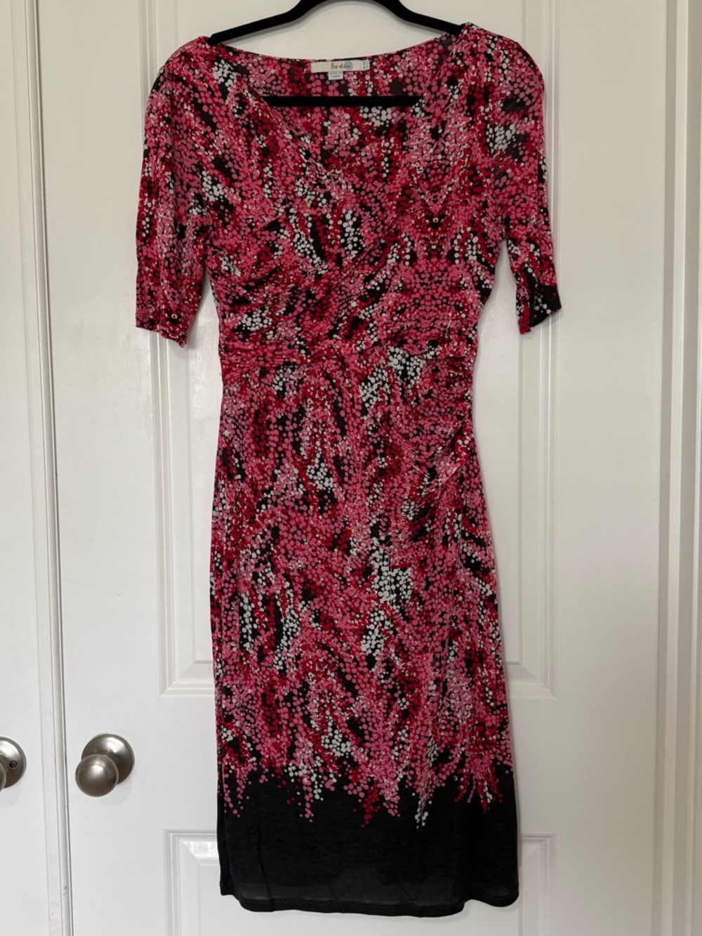 Boden Pink and Black Abstract Print Midi Dress